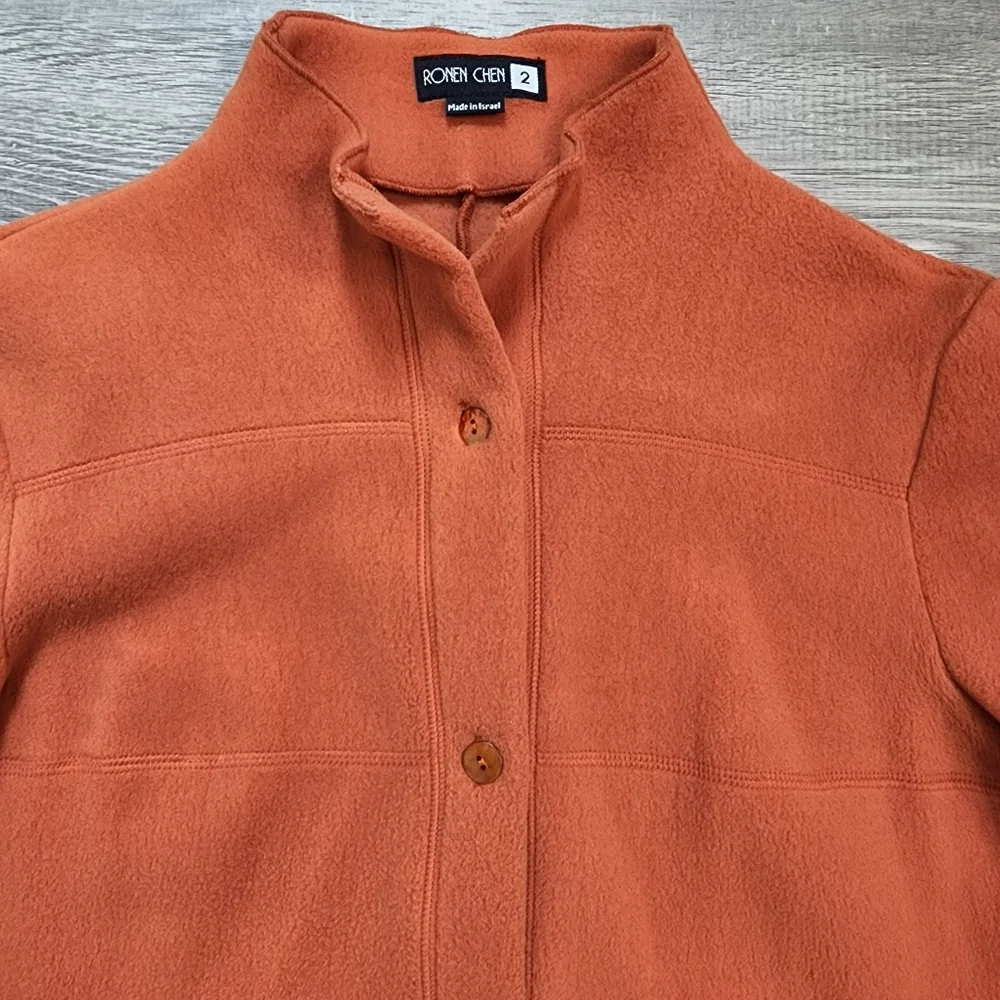 RONEN CHEN Orange Fleece Button Down Jacket Medium